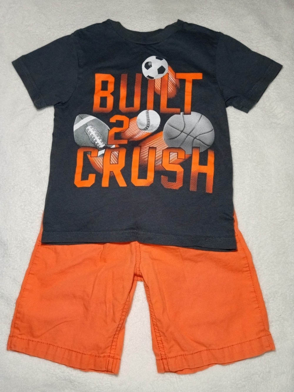 The Childrens Place Boys Sports Graphic Tee & Shorts Set Black Orange
